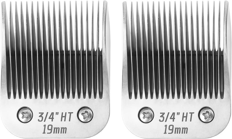 OEMIRY 2 Pcs Size 3/4HT Detachable Dog Grooming Blades, Compatible with Andis, Oster A5, Wahl KM10 Series Clippers, Cut Length 19mm, Silver(3/4HT 19mm, 2 Packs) - Image 1